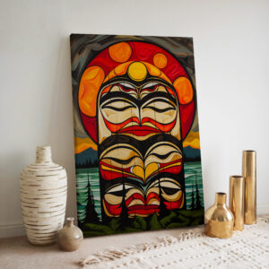 Abstract Aboriginal Style Artwork, Colorful Canadian Indigenous-Inspired Canvas Print for Home Décor, Unique Wall Art for Contemporary Spaces - photo #1