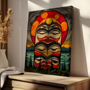 Abstract Aboriginal Style Artwork, Colorful Canadian Indigenous-Inspired Canvas Print for Home Décor, Unique Wall Art for Contemporary Spaces