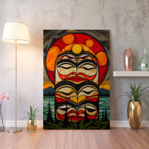 Abstract Aboriginal Style Artwork, Colorful Canadian Indigenous-Inspired Canvas Print for Home Décor, Unique Wall Art for Contemporary Spaces - photo #7