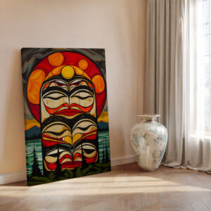 Abstract Aboriginal Style Artwork, Colorful Canadian Indigenous-Inspired Canvas Print for Home Décor, Unique Wall Art for Contemporary Spaces - photo #12