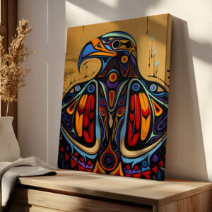 Eagle Canadian Aboriginal Artwork Canvas, Extra Large Colorful Indigenous Style Print Wall Art for Contemporary Home Decor, Unique Inuit Art Gift - photo #4