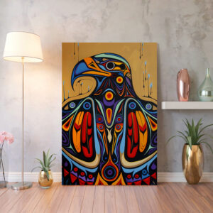 Eagle Canadian Aboriginal Artwork Canvas, Extra Large Colorful Indigenous Style Print Wall Art for Contemporary Home Decor, Unique Inuit Art Gift - photo #5