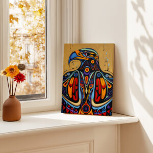 Eagle Canadian Aboriginal Artwork Canvas, Extra Large Colorful Indigenous Style Print Wall Art for Contemporary Home Decor, Unique Inuit Art Gift - photo #9