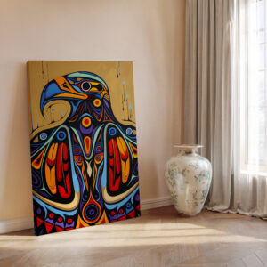 Eagle Canadian Aboriginal Artwork Canvas, Extra Large Colorful Indigenous Style Print Wall Art for Contemporary Home Decor, Unique Inuit Art Gift - photo #10