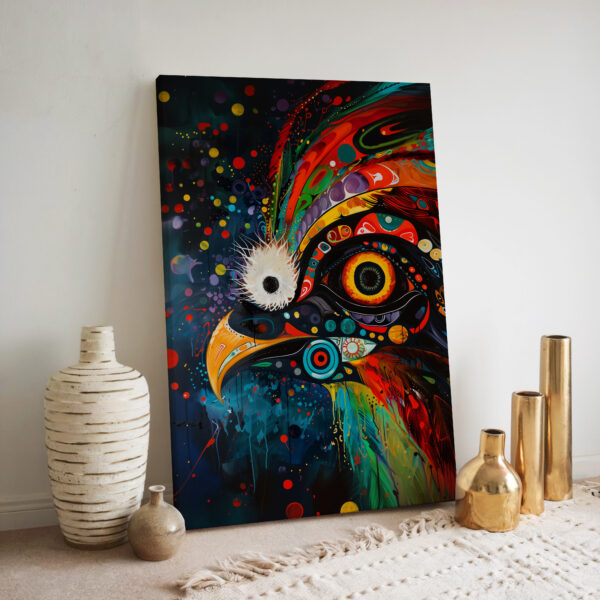 Colorful Eagle Wall Art Inspired by Canadian Indigenous Art, Stunning Aboriginal Style Artwork for Contemporary Spaces, Perfect Housewarming Gift