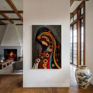 Abstract Woman Portrait Canvas Print, Extra Large Canadian Aboriginal Art Style Print, Colorful Indigenous-Inspired Wall Art for Home Decor - photo #12