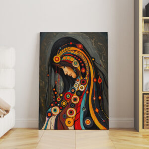 Abstract Woman Portrait Canvas Print, Extra Large Canadian Aboriginal Art Style Print, Colorful Indigenous-Inspired Wall Art for Home Decor - photo #10