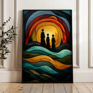 Abstract Sunset Indigenous Style Wall Art, Colorful Canadian Aboriginal Inspired Print Artwork for Unique Home Decor, Perfect Housewarming Gift