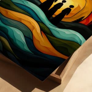 Abstract Sunset Indigenous Style Wall Art, Colorful Canadian Aboriginal Inspired Print Artwork for Unique Home Decor, Perfect Housewarming Gift - photo #1