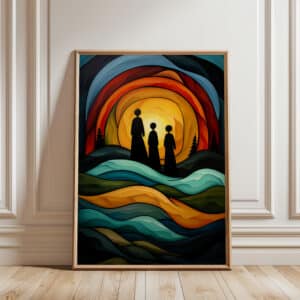 Abstract Sunset Indigenous Style Wall Art, Colorful Canadian Aboriginal Inspired Print Artwork for Unique Home Decor, Perfect Housewarming Gift - photo #3