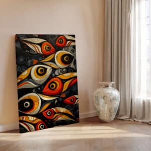 Bold Salmon Fish Canvas in Style of Canadian Aboriginal Art, Vibrant Indigenous-Inspired Wall Decor for a Maximalist Statement, Housewarming Gift - photo #7