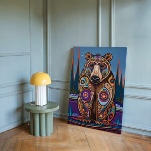 Bear Print on Canvas Inspired by Inuit & Metis Canada Art, Colorful Aboriginal Indigenous Home Decor for Living Spaces, Housewarming Gift Idea - photo #4