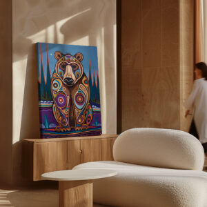 Bear Print on Canvas Inspired by Inuit & Metis Canada Art, Colorful Aboriginal Indigenous Home Decor for Living Spaces, Housewarming Gift Idea - photo #7