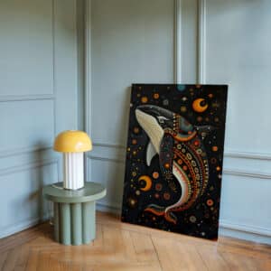Black Killer Whale Canvas Inspired by Canadian Indigenous Artwork, Eye-Catching Aboriginal Style Wall Art for Contemporary Spaces, Cultural Gift - photo #6