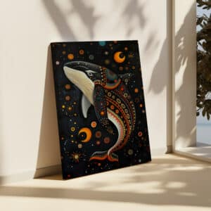 Black Killer Whale Canvas Inspired by Canadian Indigenous Artwork, Eye-Catching Aboriginal Style Wall Art for Contemporary Spaces, Cultural Gift - photo #8