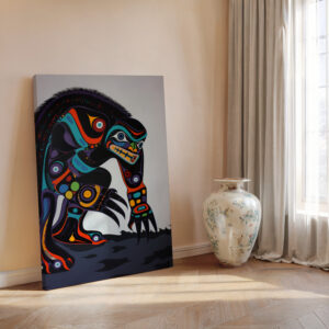 Contemporary Animal Print on Canvas Inspired by Canadian Aboriginal Art, Abstract Indigenous Native Inuit Style Artwork, Stunning Housewarming Gift - photo #7