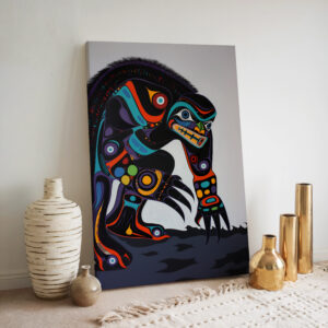 Contemporary Animal Print on Canvas Inspired by Canadian Aboriginal Art, Abstract Indigenous Native Inuit Style Artwork, Stunning Housewarming Gift - photo #1