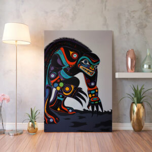 Contemporary Animal Print on Canvas Inspired by Canadian Aboriginal Art, Abstract Indigenous Native Inuit Style Artwork, Stunning Housewarming Gift - photo #2