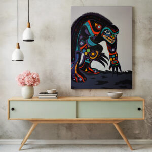 Contemporary Animal Print on Canvas Inspired by Canadian Aboriginal Art, Abstract Indigenous Native Inuit Style Artwork, Stunning Housewarming Gift - photo #8