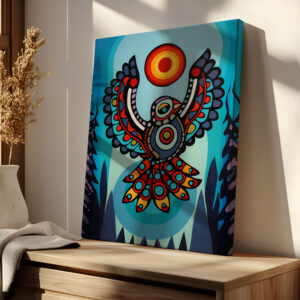 Eagle and Sun Canadian Aboriginal Style Artwork, Colorful Intricate Bird Canvas Wall Art for Home Decor, Unique Print Gift for Indigenous Art Lovers - photo #10