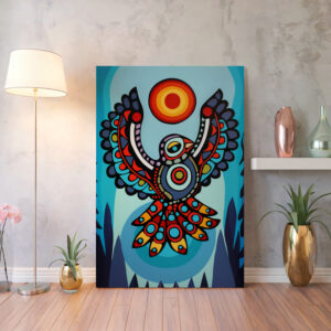 Eagle and Sun Canadian Aboriginal Style Artwork, Colorful Intricate Bird Canvas Wall Art for Home Decor, Unique Print Gift for Indigenous Art Lovers - photo #3