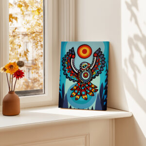 Eagle and Sun Canadian Aboriginal Style Artwork, Colorful Intricate Bird Canvas Wall Art for Home Decor, Unique Print Gift for Indigenous Art Lovers - photo #12