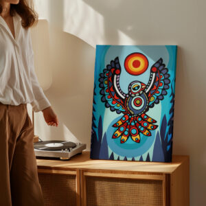 Eagle and Sun Canadian Aboriginal Style Artwork, Colorful Intricate Bird Canvas Wall Art for Home Decor, Unique Print Gift for Indigenous Art Lovers - photo #7