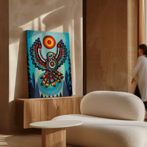 Eagle and Sun Canadian Aboriginal Style Artwork, Colorful Intricate Bird Canvas Wall Art for Home Decor, Unique Print Gift for Indigenous Art Lovers - photo #5