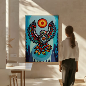 Eagle and Sun Canadian Aboriginal Style Artwork, Colorful Intricate Bird Canvas Wall Art for Home Decor, Unique Print Gift for Indigenous Art Lovers - photo #9