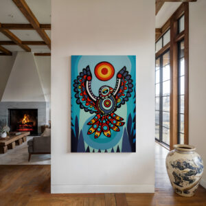 Eagle and Sun Canadian Aboriginal Style Artwork, Colorful Intricate Bird Canvas Wall Art for Home Decor, Unique Print Gift for Indigenous Art Lovers - photo #6