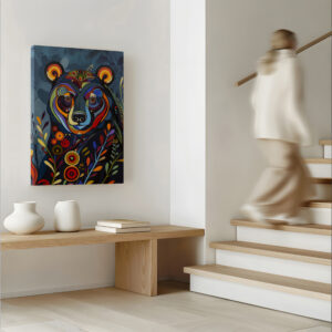 Floral Bear Canadian Indigenous Style Wall Art, Aboriginal First Nations Canvas for Colorful Home Decor, Print Inspired by Inuit & Metis Art Gift - photo #4