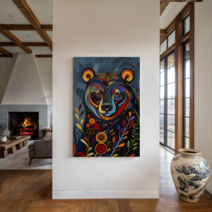 Floral Bear Canadian Indigenous Style Wall Art, Aboriginal First Nations Canvas for Colorful Home Decor, Print Inspired by Inuit & Metis Art Gift - photo #11