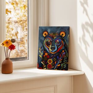 Floral Bear Canadian Indigenous Style Wall Art, Aboriginal First Nations Canvas for Colorful Home Decor, Print Inspired by Inuit & Metis Art Gift - photo #12