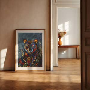 Colorful Bear Canadian Aboriginal Inspired Wall Art, Eye-Catching Indigenous Style Print for Living Room, Perfect Housewarming Gift Decoration - photo #7