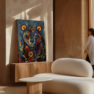 Floral Bear Canadian Indigenous Style Wall Art, Aboriginal First Nations Canvas for Colorful Home Decor, Print Inspired by Inuit & Metis Art Gift - photo #8