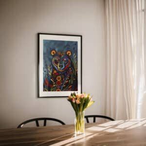 Colorful Bear Canadian Aboriginal Inspired Wall Art, Eye-Catching Indigenous Style Print for Living Room, Perfect Housewarming Gift Decoration - photo #4
