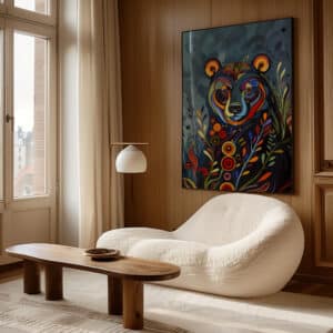Colorful Bear Canadian Aboriginal Inspired Wall Art, Eye-Catching Indigenous Style Print for Living Room, Perfect Housewarming Gift Decoration - photo #3