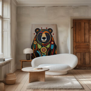 Colorful Animal Aboriginal Canvas Print, Contemporary Bear Artwork Inspired by Native Canadian Art, Inuit Indigenous Wall Art for Thoughtful Gifts - photo #10