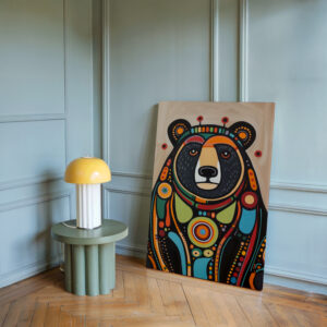 Colorful Animal Aboriginal Canvas Print, Contemporary Bear Artwork Inspired by Native Canadian Art, Inuit Indigenous Wall Art for Thoughtful Gifts - photo #5