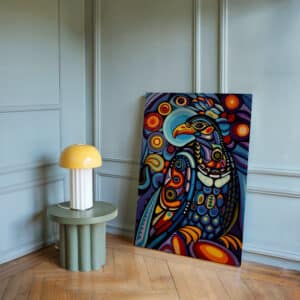Aboriginal Canadian Eagle Print on Canvas, Colorful Bird Artwork Inspired by Indigenous Art, Native Inuit and Metis Wall Decor for Modern Spaces
