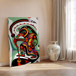 Contemporary Canadian Aboriginal Style Wall Art, Colorful Canvas Inspired by Indigenous Painting for Home Decor, Unique Print Traditional Gift - photo #2