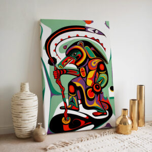 Contemporary Canadian Aboriginal Style Wall Art, Colorful Canvas Inspired by Indigenous Painting for Home Decor, Unique Print Traditional Gift - photo #5