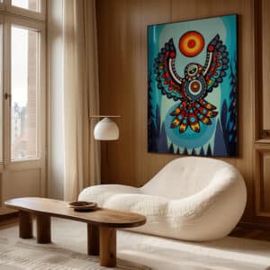 Colorful Eagle & Sun Canadian Aboriginal Inspired Wall Art, Eye-Catching Print Perfect for Contemporary Native Style Art Collection or Wedding Gifts - photo #2