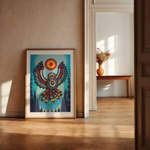 Colorful Eagle & Sun Canadian Aboriginal Inspired Wall Art, Eye-Catching Print Perfect for Contemporary Native Style Art Collection or Wedding Gifts - photo #6