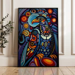 Colorful Eagle First Nations Inspired Wall Art, Vibrant Aboriginal Canada Indigenous Style Print for Unique Home Decor & Thoughtful Gifts