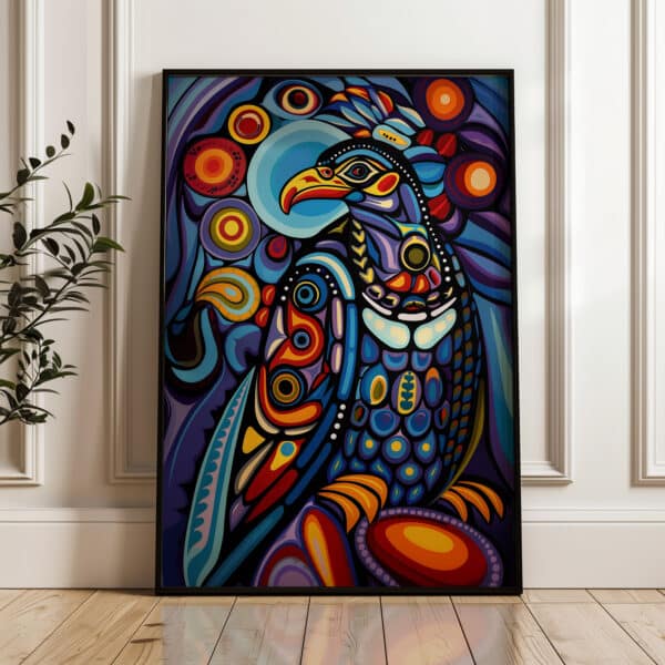 Colorful Eagle First Nations Inspired Wall Art, Vibrant Aboriginal Canada Indigenous Style Print for Unique Home Decor & Thoughtful Gifts