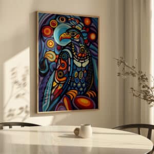Colorful Eagle First Nations Inspired Wall Art, Vibrant Aboriginal Canada Indigenous Style Print for Unique Home Decor & Thoughtful Gifts - photo #2