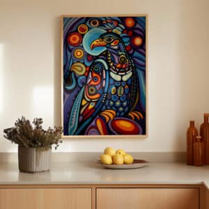 Colorful Eagle First Nations Inspired Wall Art, Vibrant Aboriginal Canada Indigenous Style Print for Unique Home Decor & Thoughtful Gifts - photo #1