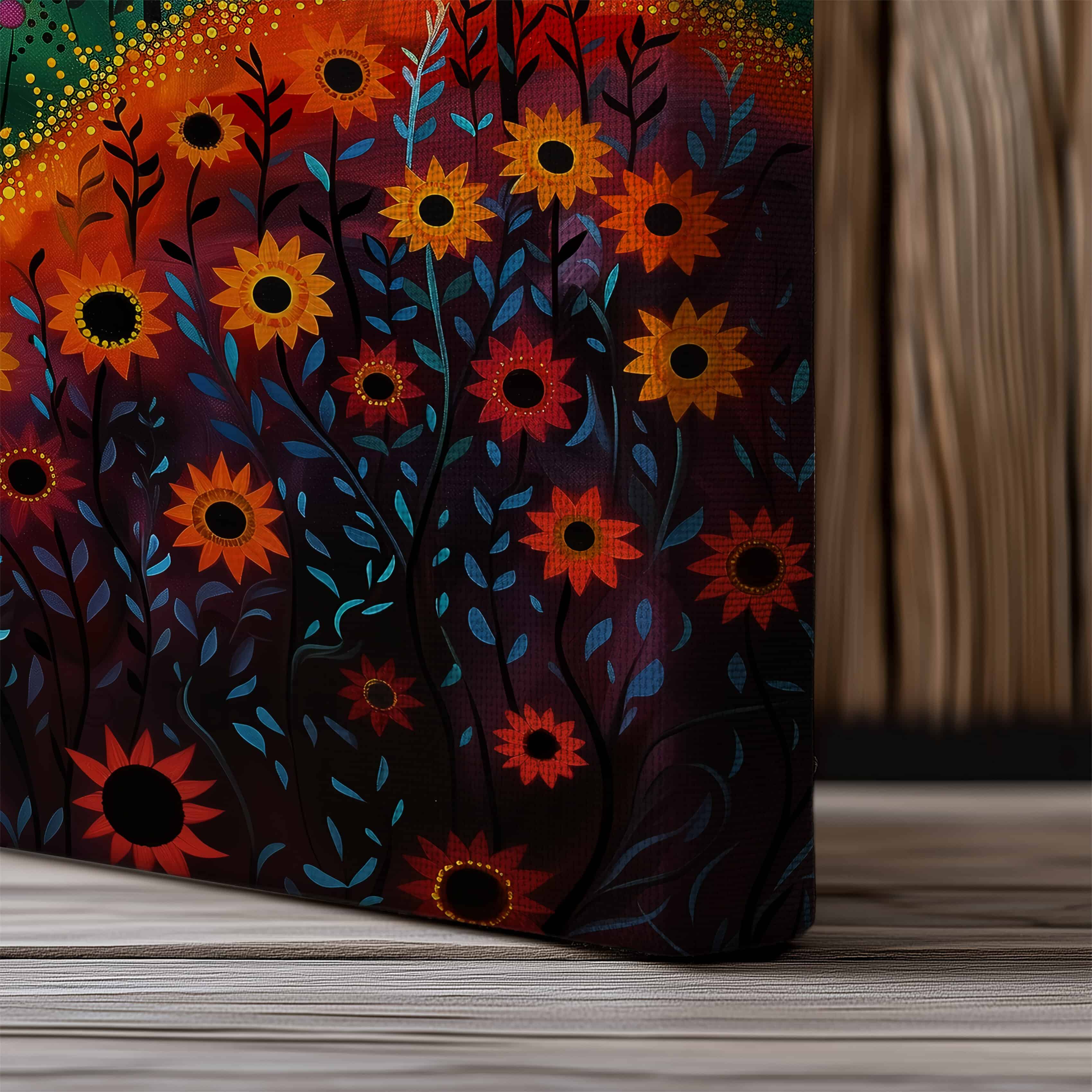 Extra Large Colorful Canvas Sunset Meadow Artwork Inspired by Indigenous Canada Art, Canadian Aboriginal Metis Style Print for Housewarming Gift - photo #7