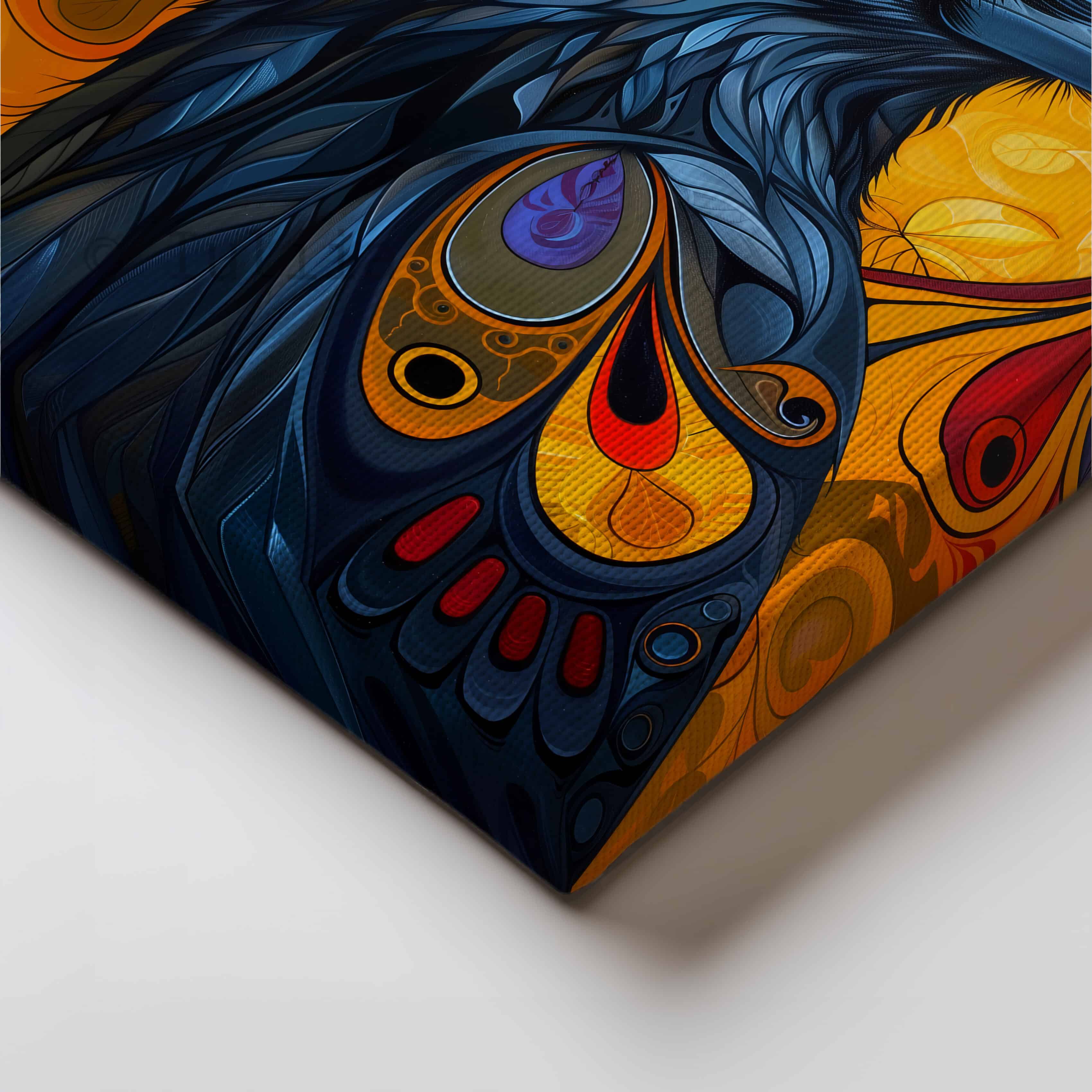 Bold Raven Canadian Indigenous Style Canvas, Maximalist Bird Print Artwork Perfect for Contemporary Home Decor, Unique Housewarming Gift - photo #1
